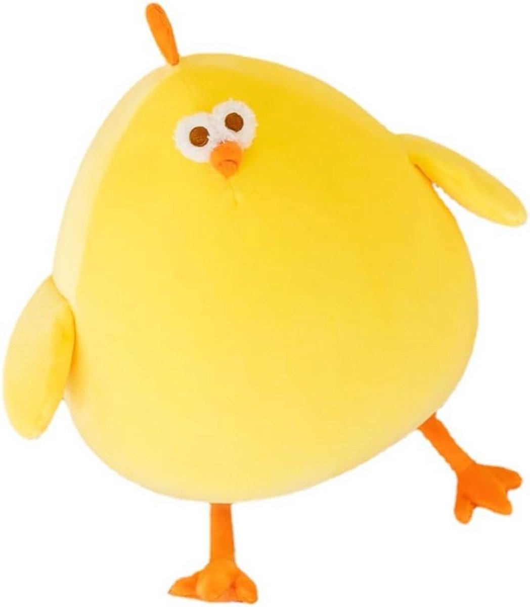 Pluche Kip Kussen - Knuffel Dier - Ontspanning en Decoratie - Superzachte Vulling - 38 cm - Geel