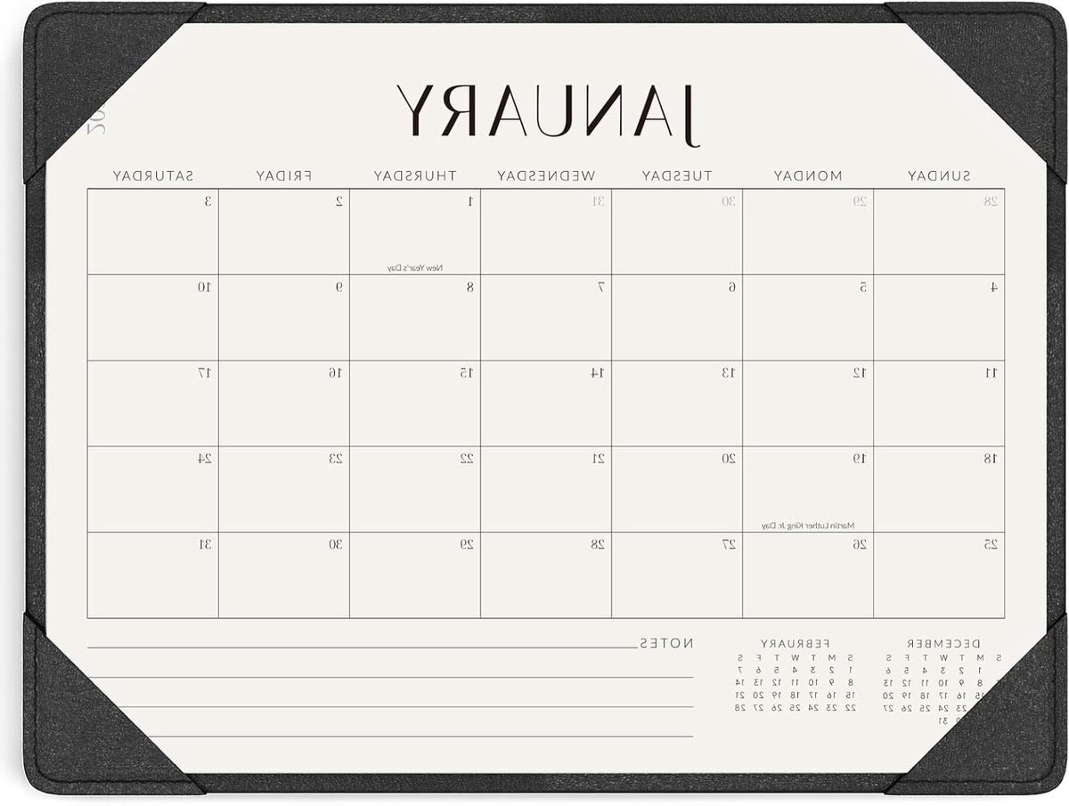 Bureaukalender 2025-2026 - Planners Organizer - Efficiënt Plannen - Bureaublad Bescherming - 14 x 105 Inch - Zwart