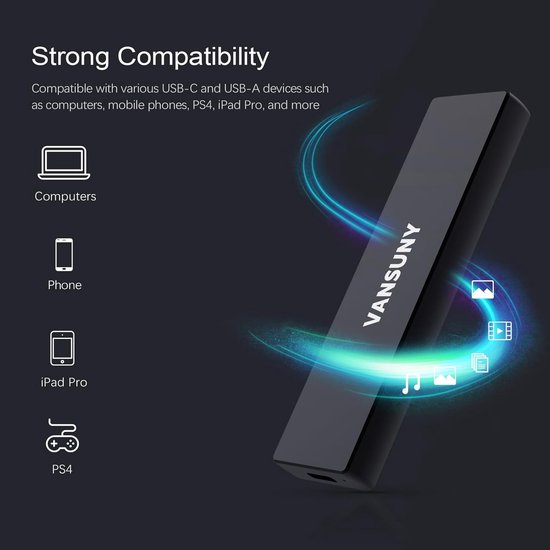 Externe SSD - Draagbare Schijf - Snelle Data Transfer - Metaal Omhulde Behuizing - 500 GB - Zwart — afbeelding 5