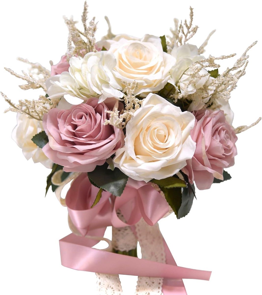 Bruidsboeket - Nepbloemen - Bruiloft Decoratie - Handgemaakt Ontwerp - 218 cm Diameter - Stoffig Roze