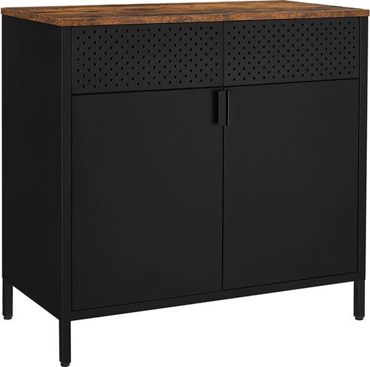 FurnStar - Opbergkasten - Magnetische Sluiting - Verstelbare Planken - Industriële - Zwart - 80x40x76cm