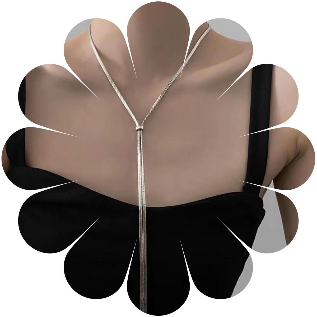 sierlijke verstelbare zilveren Lariat Y halsketting lange visgraatketting halskettingen platte visgraatketting slangenketting Y-halskettingen slangenbotten halskettingen sieraden voor