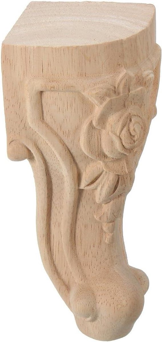 Houten Meubelpoten - Bankpoten Kastpoten - Meubels Opknappen - Exquise Houtsnijwerk - 4 stuks 18x7cm - Houtkleur