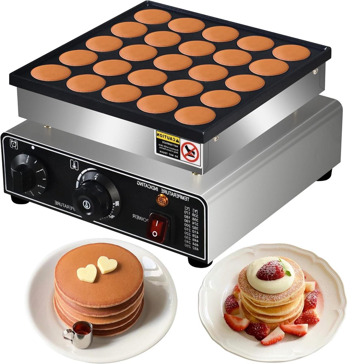 Mini Pannenkoekenmachine - Poffertjes Maker - Snel Bakken - Antiaanbaklaag - 25 Stuks - Roestvrij Staal