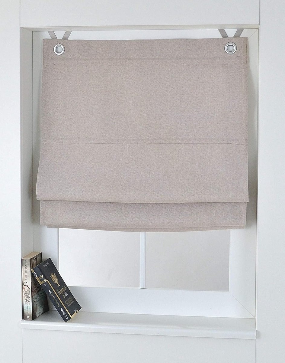 Vouwgordijn Dimout Oog-Vouwgordijn met haken crème ondoorzichtig verduisterend breedte 80 cm x hoogte 130 cm