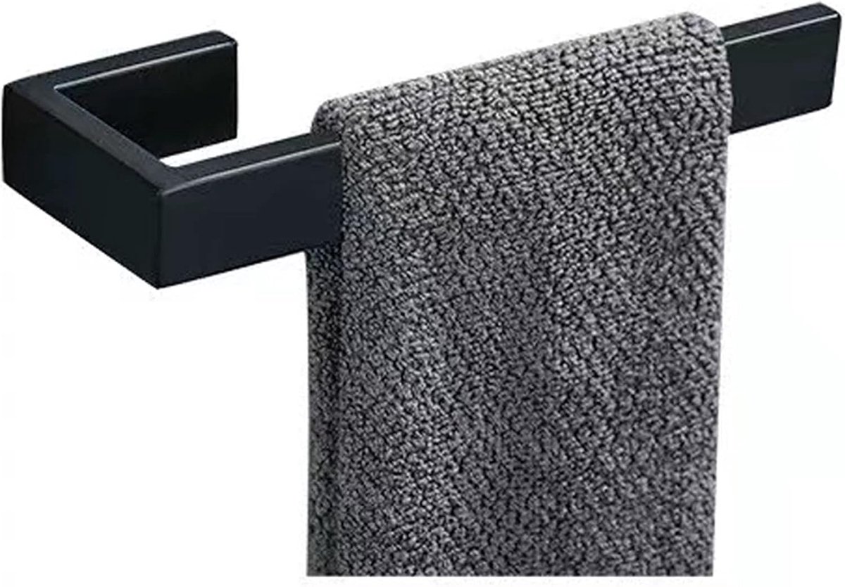 8" rechthoekige handdoekhouder - SUS 304 roestvrij staal eigentijdse handdoekring, modern design handdoekrek, handdoekstang voor badkamer wandmontage - mat zwart