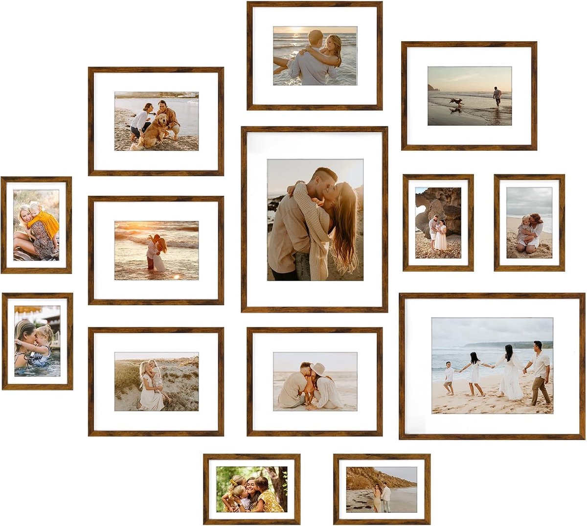 Lijsten met mat voor verschillende maten foto's, diverse matte frameset, inclusief twee 11 x 14, zes 8 x 10, zes 5 x 7, galerij frame collage voor muur of tafelblad