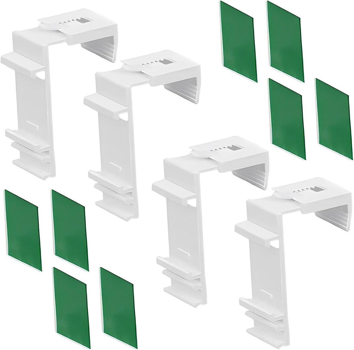 4 stuks klemhouders lang voor Klemmfix dubbel rolgordijn duo-rolgordijn om te klemmen en te plakken zonder boren, als accessoire voor ophanging, bevestiging aan PVC, houten ramen, deurvleugels
