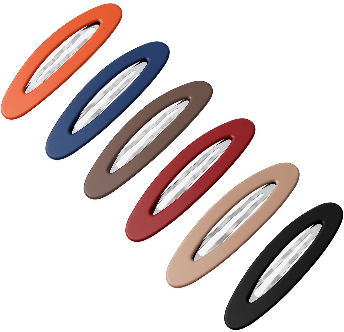6 STKS Grote Snap Haarspelden voor Vrouwen, Ovale Snap Haarspeldjes Matte SnapBarrettes Antislip Decoratieve Haarspelden Haaraccessoires voor Vrouwen Alle Soorten