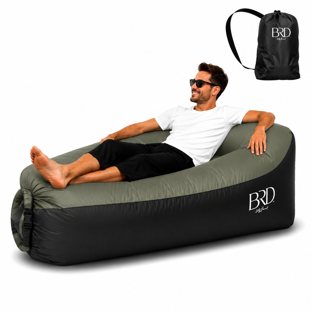 BRD® Opblaasbare Sofa Olijfgroen - Air Lounger groen - Luchtbed