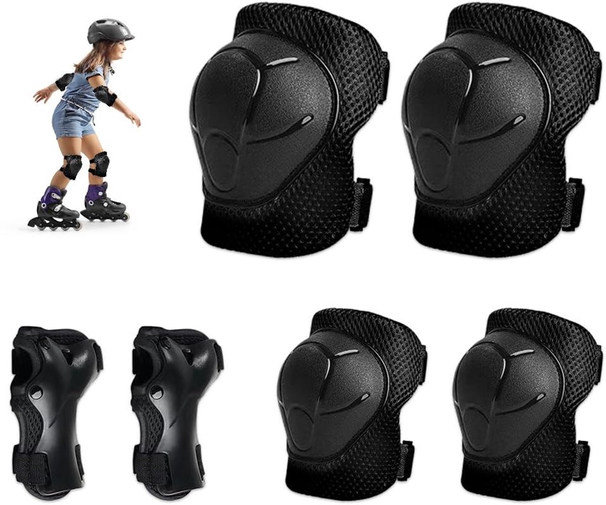 Kinder beschermset - Skate bescherming - Veilig sporten - 6-delige set - 3-8 jaar - Zwart