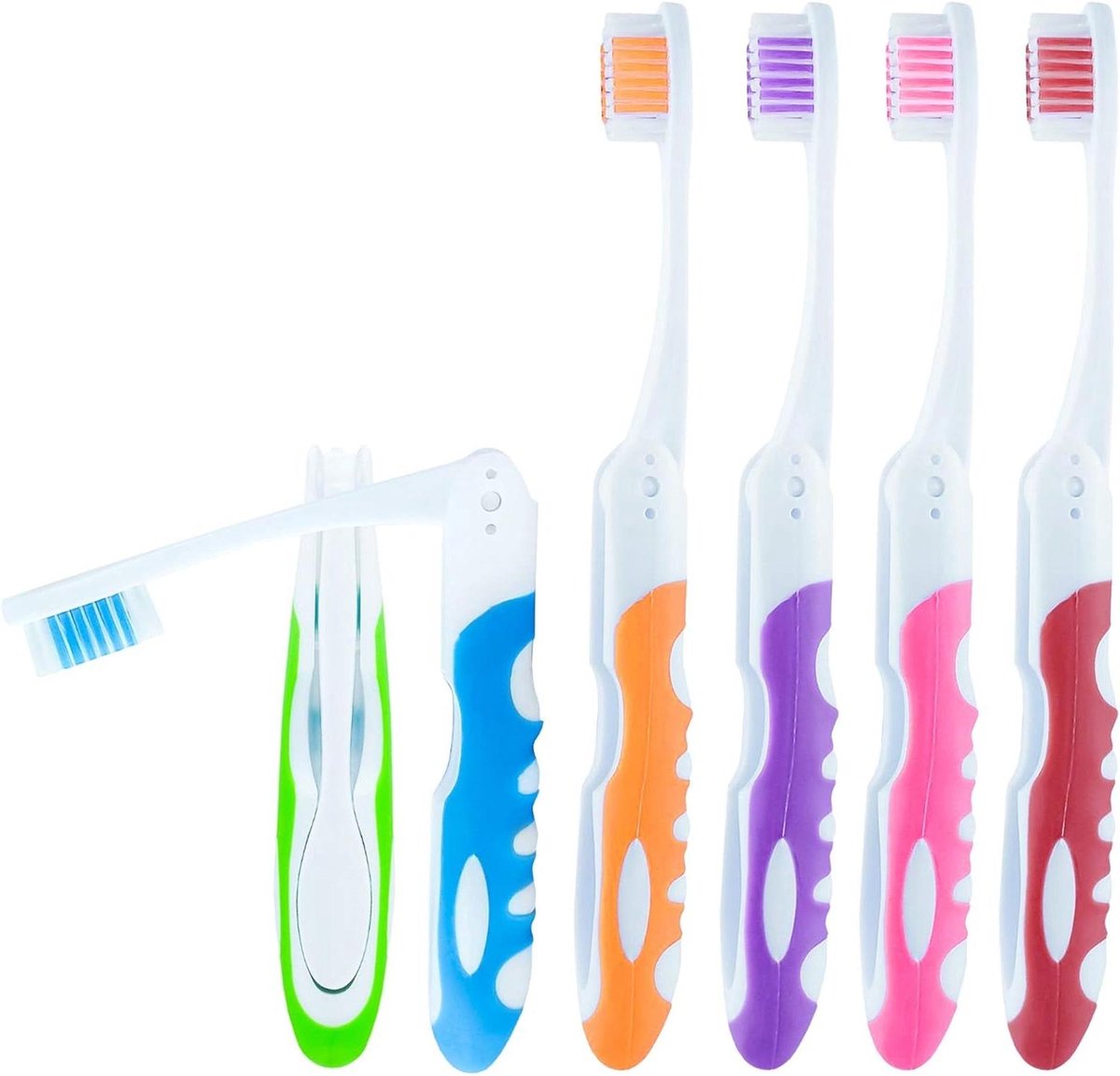 Reis Tandenborstel - Kampeer Tandenborstel - Hygiënisch Werken - Opvouwbaar Ontwerp - 6 Stuks - Gekleurd