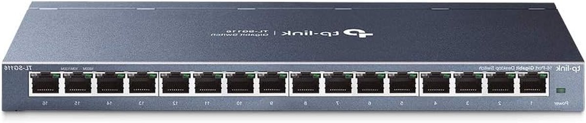 Netwerk Switch - Gigabit Hub - Internet Verbinding - 16 Poorten - 32Gb/S - Blauw Metallic