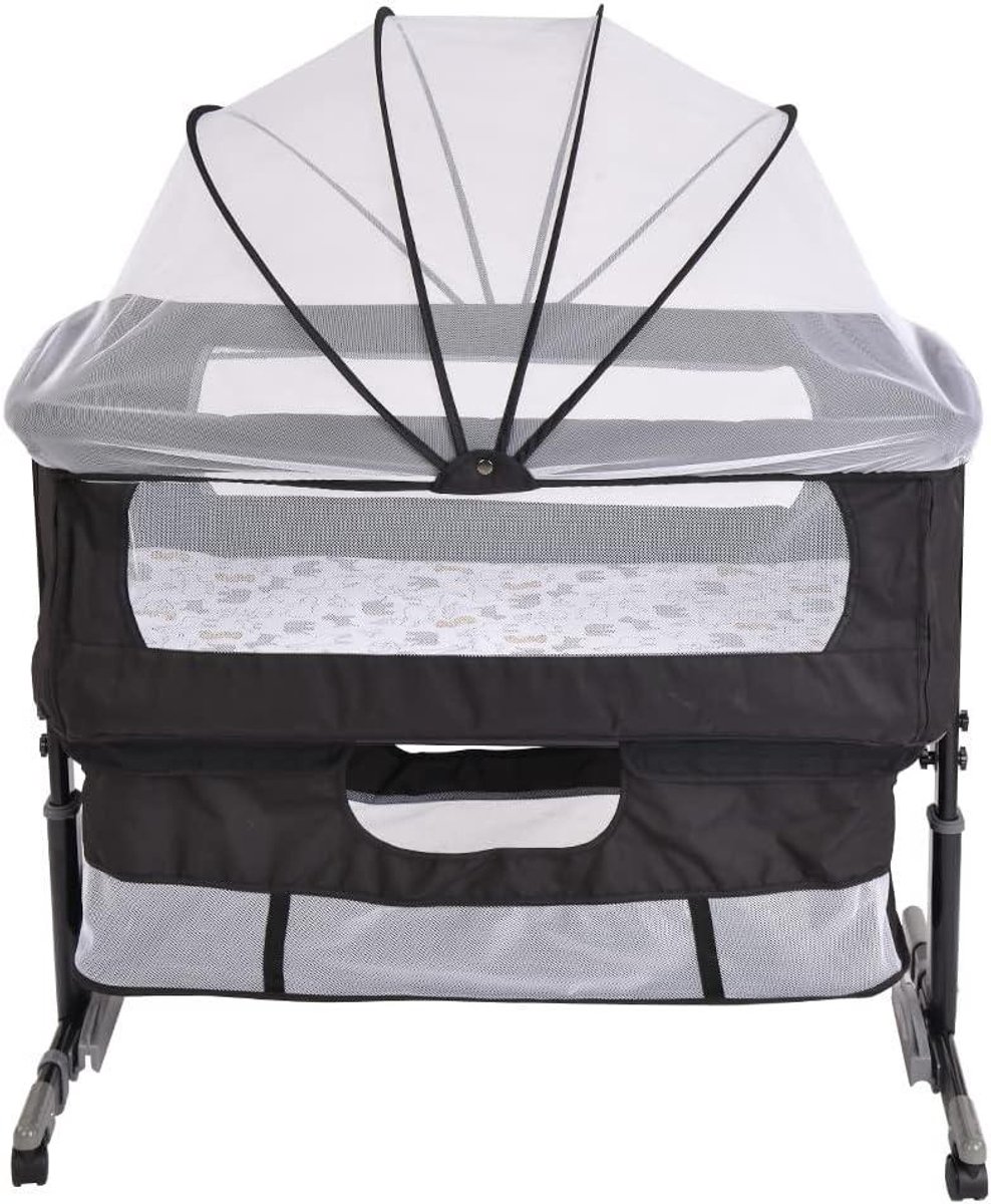 Babybed Sleeper - Kinderbedje Opbergmand - Veilig Slapen - 5 Hoogte Verstelbaar - 92x58x70-90 cm - Zwart