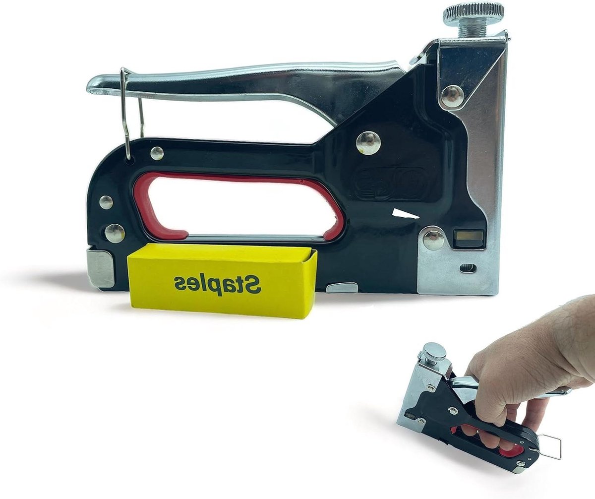 Metalen handtacker - Nietpistool starterset - Stoffen bevestigen - Instelbare schietkracht - 4-14 mm klemmen - Chroom