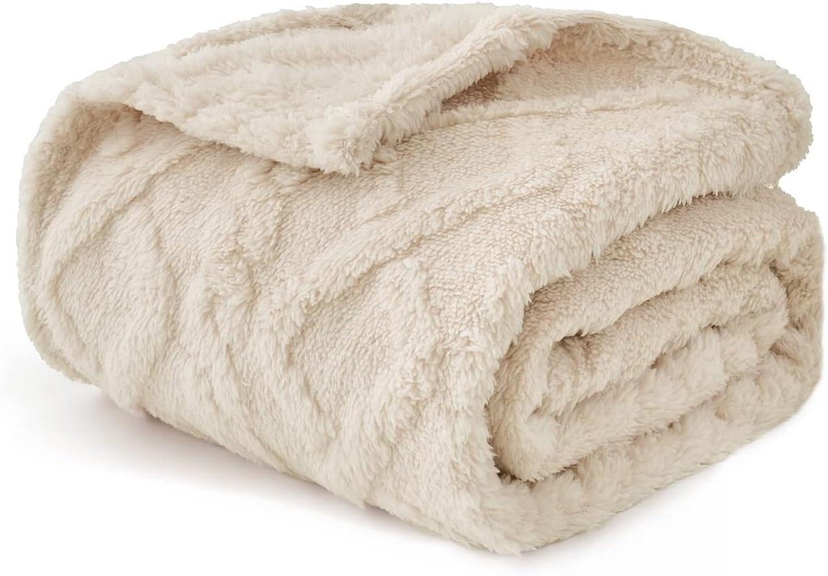 Hondendeken Fleece - Huisdier deken - Comfortabel slapen - Dubbelzijdig zacht - 40 x 60 cm - Beige