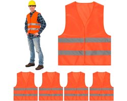 Veiligheidsvest Auto - Pechvest Oranje - Veiligheid Onderweg - Alround Zichtbaarheid - Set van 4 - Neon Oranje
