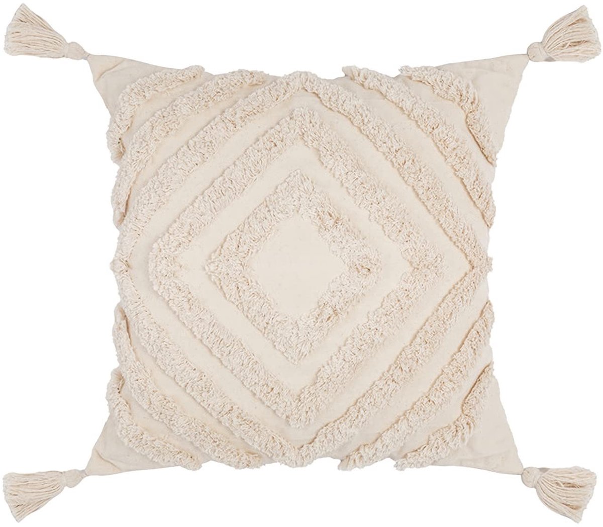 vierkante kussenslopen Lumbale kussenhoes Marokkaanse Boheemse Kwastje Tufted Lumbale Sierkussenslopen Streep Geweven Kussenslopen voor Bed Bank Woonkamer 45x45cm diamant