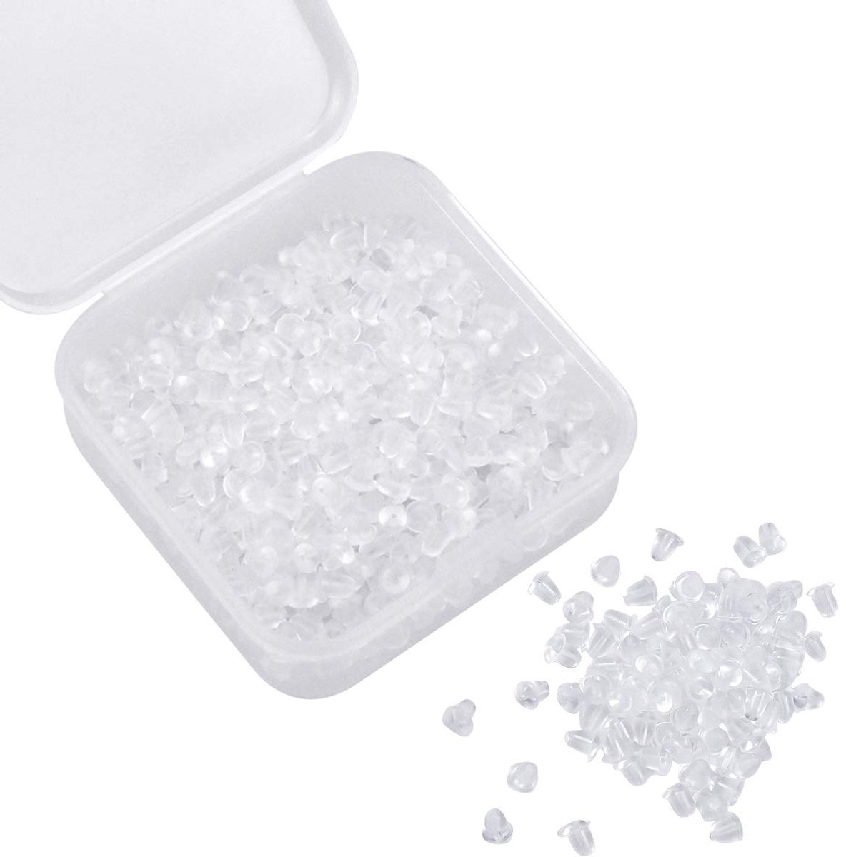 500 stuks universele siliconen doorzichtige rubberen oorstoppers, oorknopjes, kunststof oorbelstoppers, oorbelsluitingen, oorbelstoppers, oorbelstoppers, oorbelstoppers, oorbelstopper