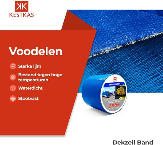 Reparatietape Zeil - Waterdichte Plakband - Outdoor Reparatie - Sterke Kleefkracht - 8cm x 5m - Blauw — afbeelding 3