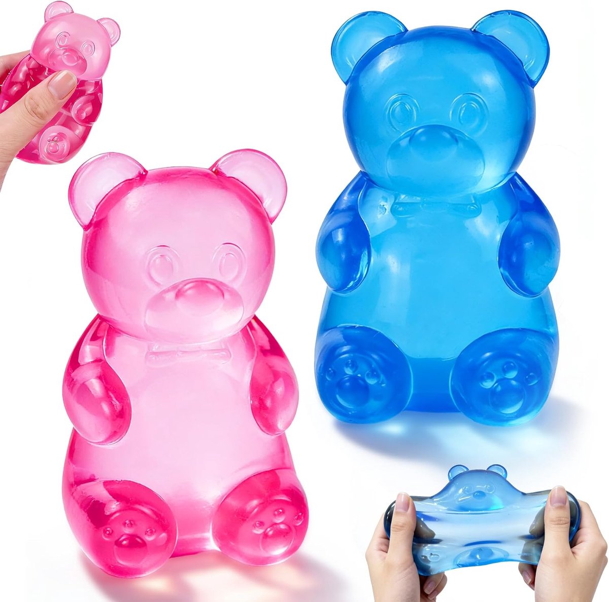 Slow Rising Squishy Beer - 2 stuks - Fidget Squishy - Zachte Stressverlichtend Speelgoed - Anti Stress Speelgoed - Knijp Speelgoed - Langzame Squishy - Fidget Toys - Stress Relief Speelgoed - Angstverlichting - Cadeaus - Roze+Blauw