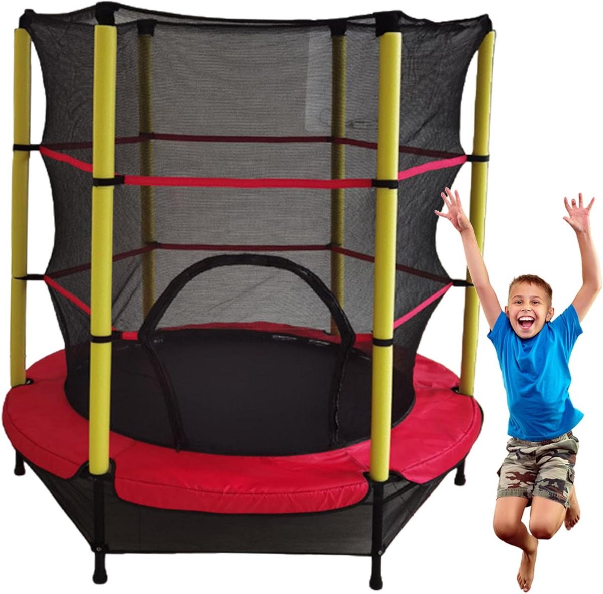 Trampolinenet Vervanging - Veiligheidsnet Trampoline - Veilig Springen - Weerbestendig Materiaal - 140 cm Rond - Zwart