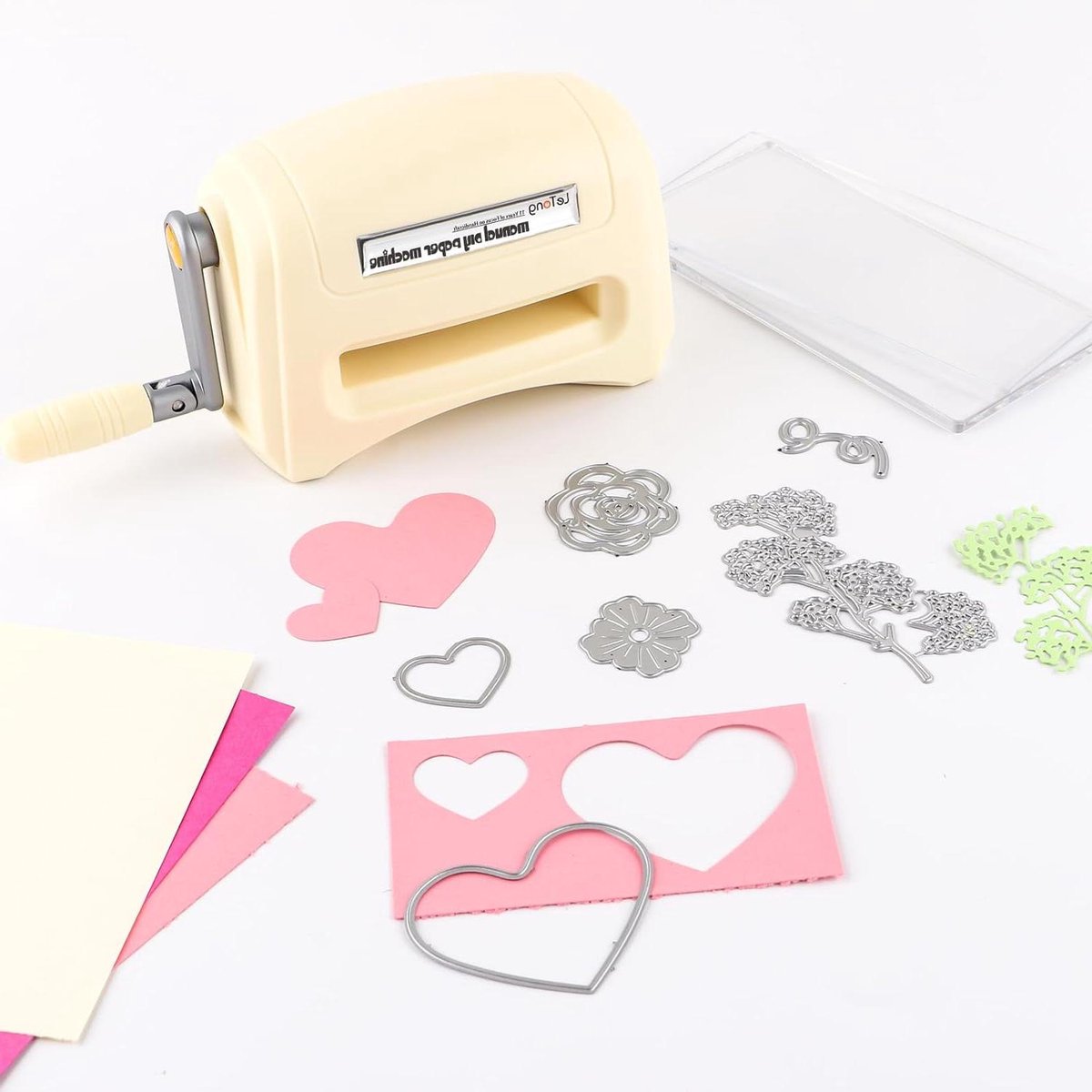 Mini Snijmachine - Creatieve Stansmachine - Kaarten Maken - Inclusief 4 Pads - 3 Inch Opening - Beige
