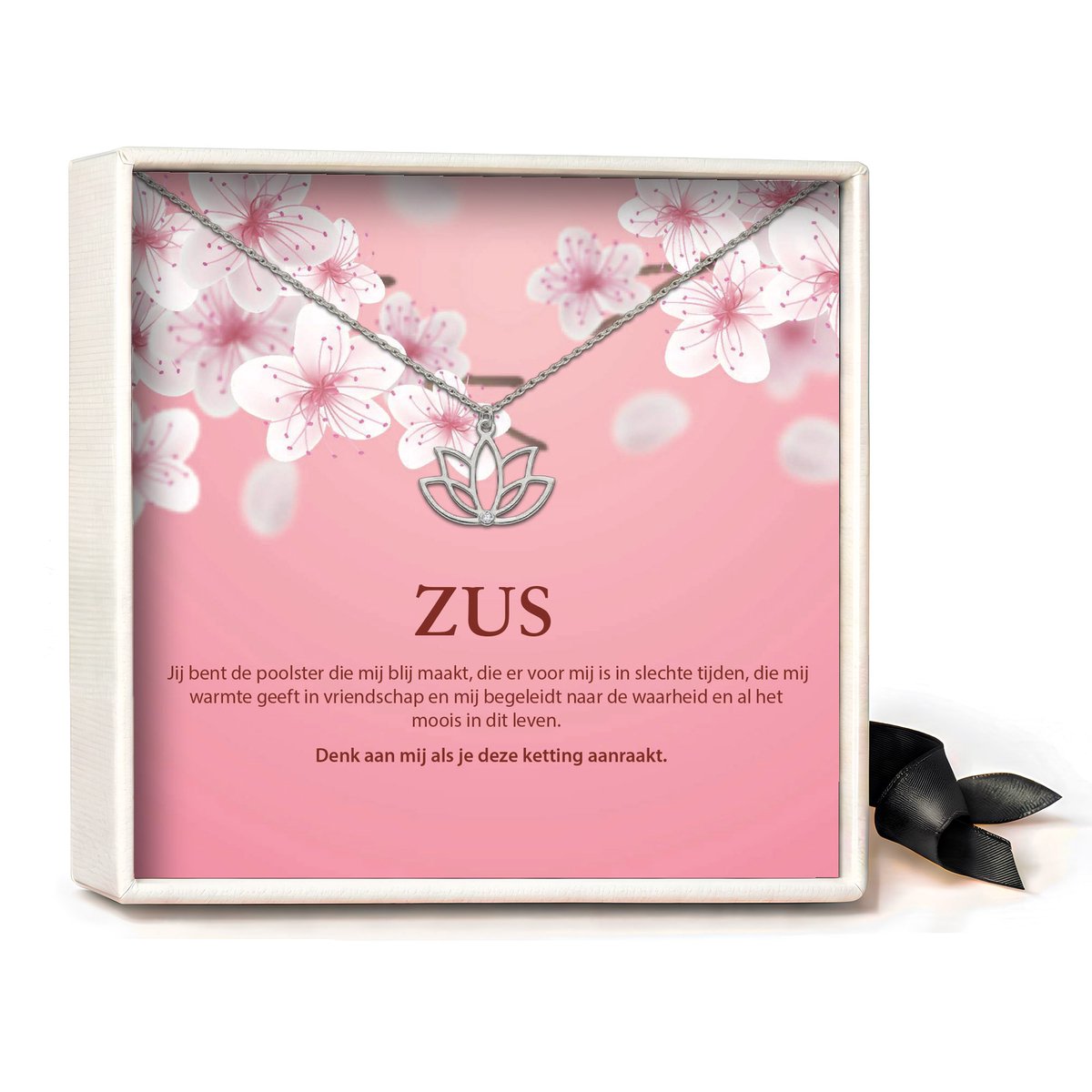 Pera Jewelry - 925 sterling zilveren Lotus ketting - Zus - Collier - Ketting Dames - Ketting met Hanger