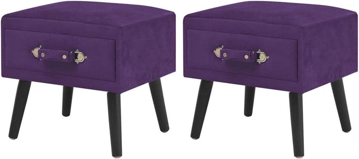 Nachtkastjes Fluweel - Bedkastjes - Opbergen - Met Lade - 40x35x40 cm - Donker Paars