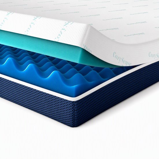 CozySense® DualFeel - Topper 120x200 - Surmatelas - Matras - 100 jours de sommeil d'essai - Dual Feel - 2 couches à retourner, 1 côté froid et 1 côté chaud - Topper - Certifié CertiPUR® - Dureté Medium - 7,5 CM d'épaisseur - Comprend housse lavable
