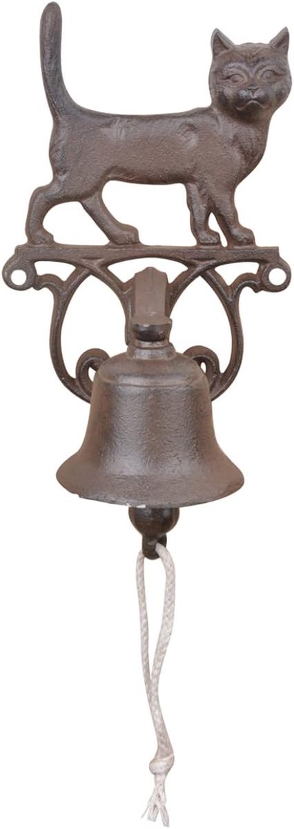 Deurbel Kat - Gietijzeren Bel - Gasten Melden - Handgemaakt Uniek - 24 cm Hoog - Zwart
