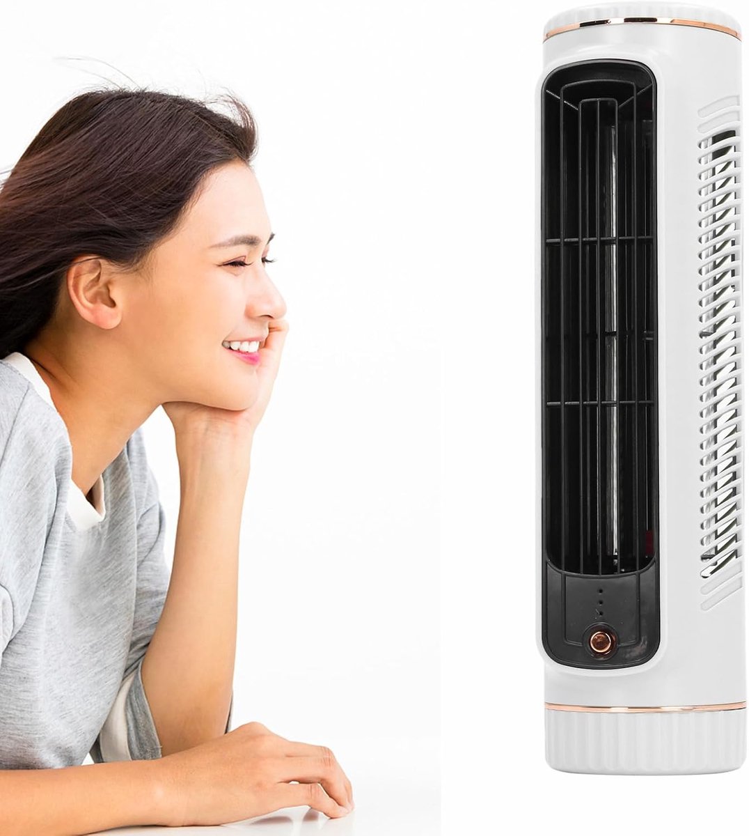 Torenventilator - Bladloze Koeler - Persoonlijke Verkoeling - Drie Snelheden - 26.67 cm Hoog - Wit – foto 6
