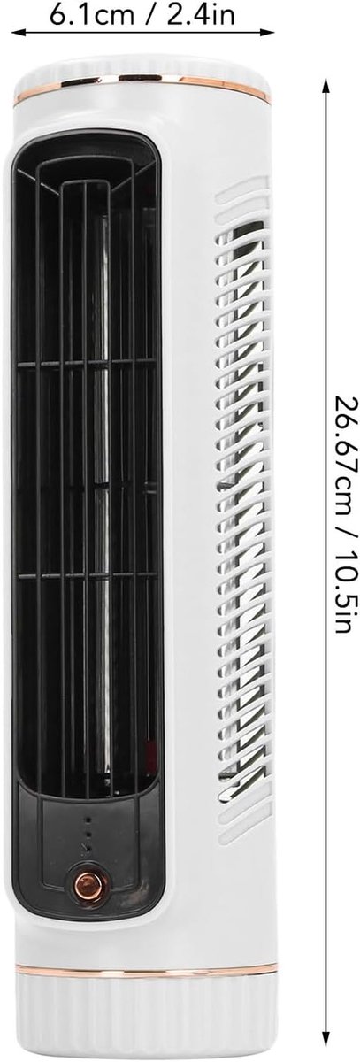 Torenventilator - Bladloze Koeler - Persoonlijke Verkoeling - Drie Snelheden - 26.67 cm Hoog - Wit – foto 8