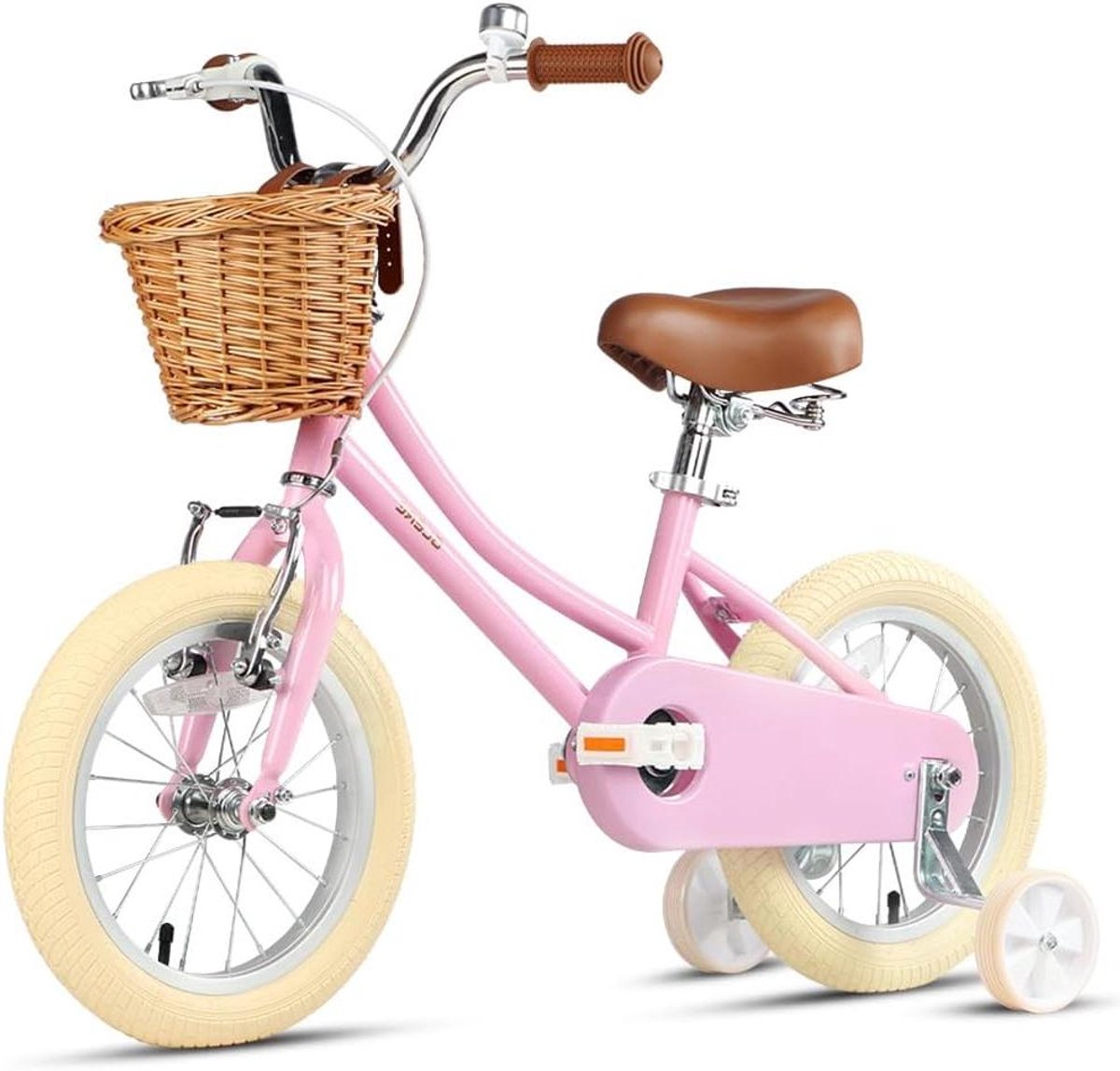 Meisjesfiets met mand - Kinderfiets met steunwielen - Leren fietsen - Verstelbaar zadel en stuur - 12 t/m 20 inch