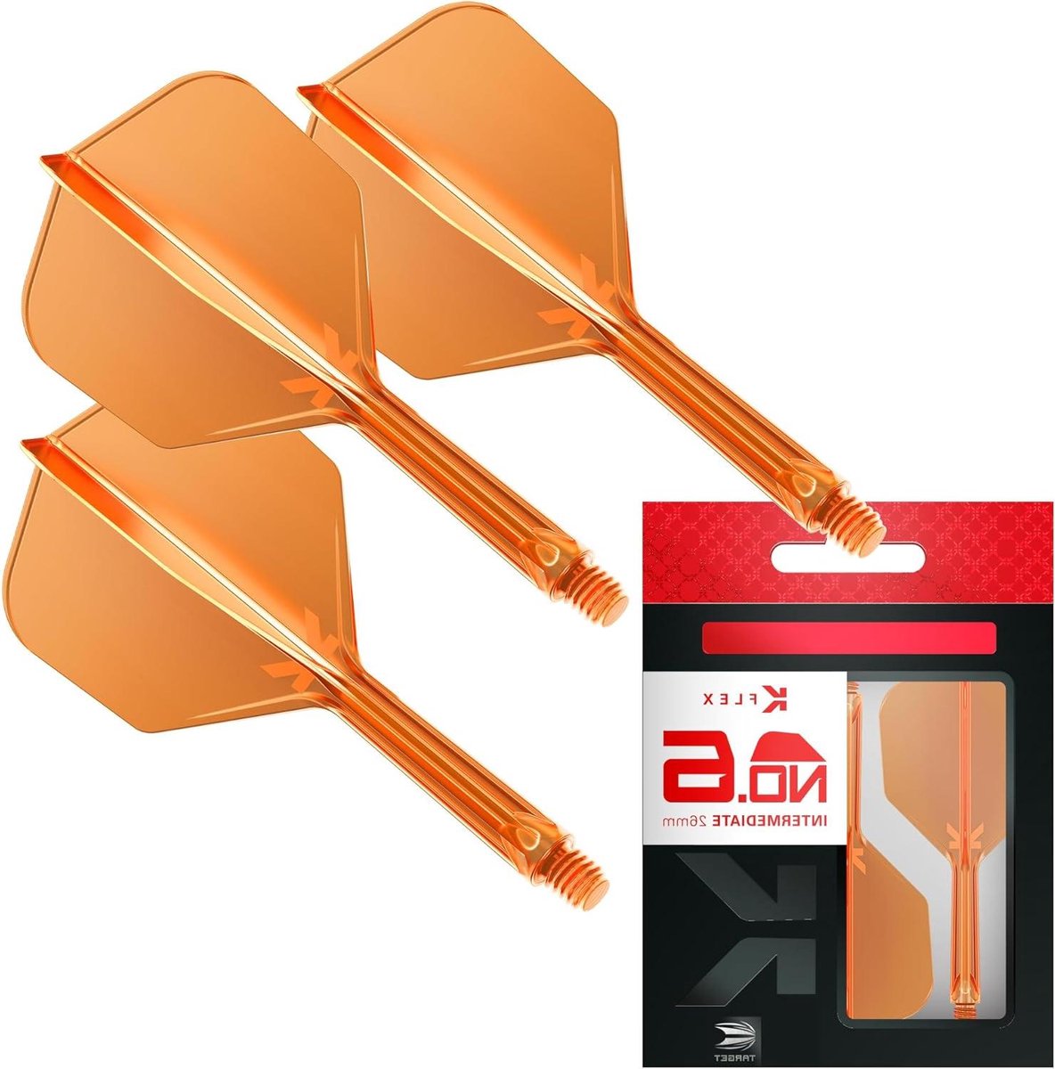 Dart Flights en Shafts - Dart Accessoires - Precisie Darts Werpen - Geïntegreerd Flight Shaft Ontwerp - Intermediate 26mm - Oranje