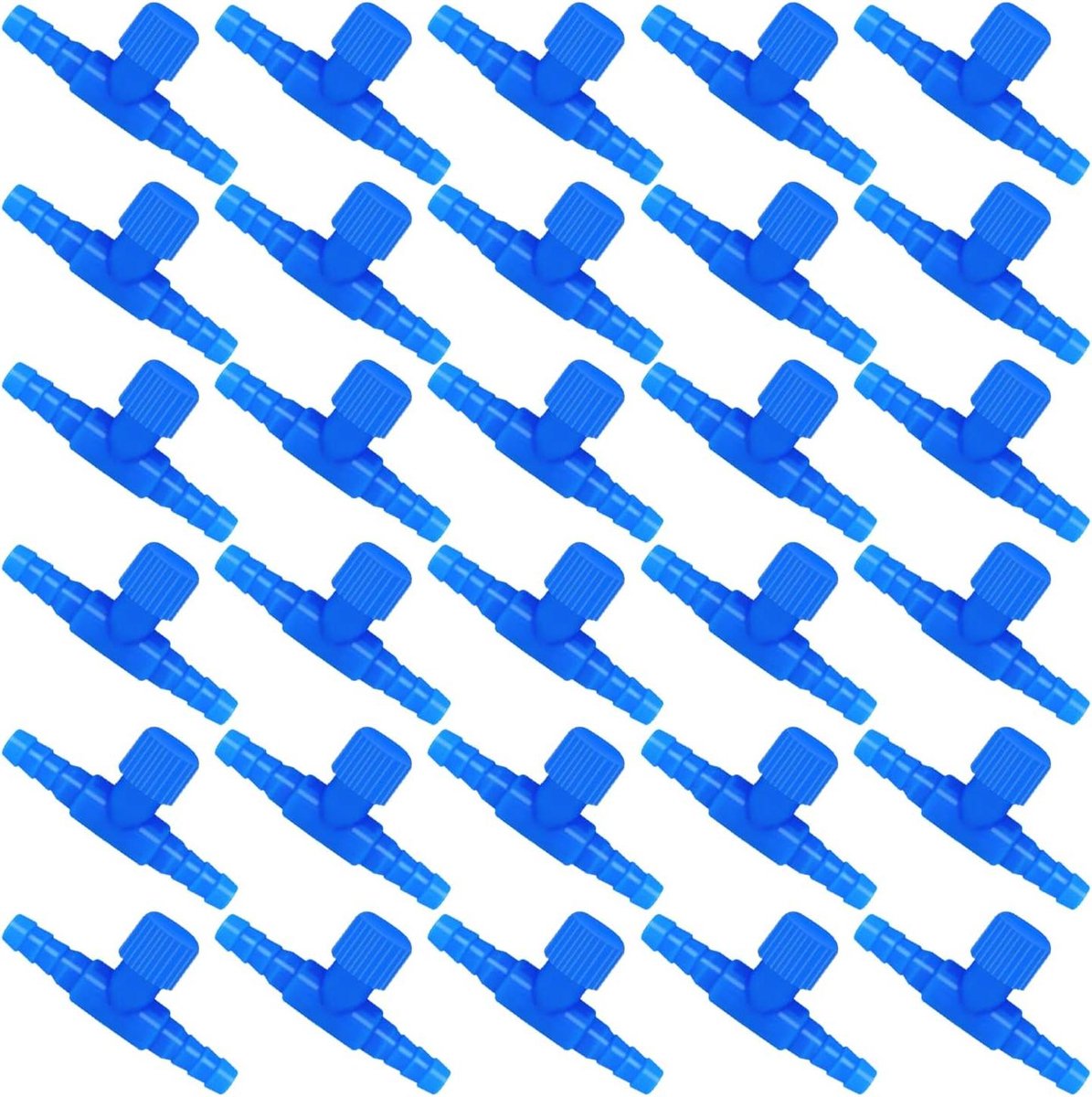 Aquarium Luchtventiel - Luchtregelklep Slangconnector - Luchtstroom Instellen - T-Vorm Regelklep - 38 x 20 mm - Blauw