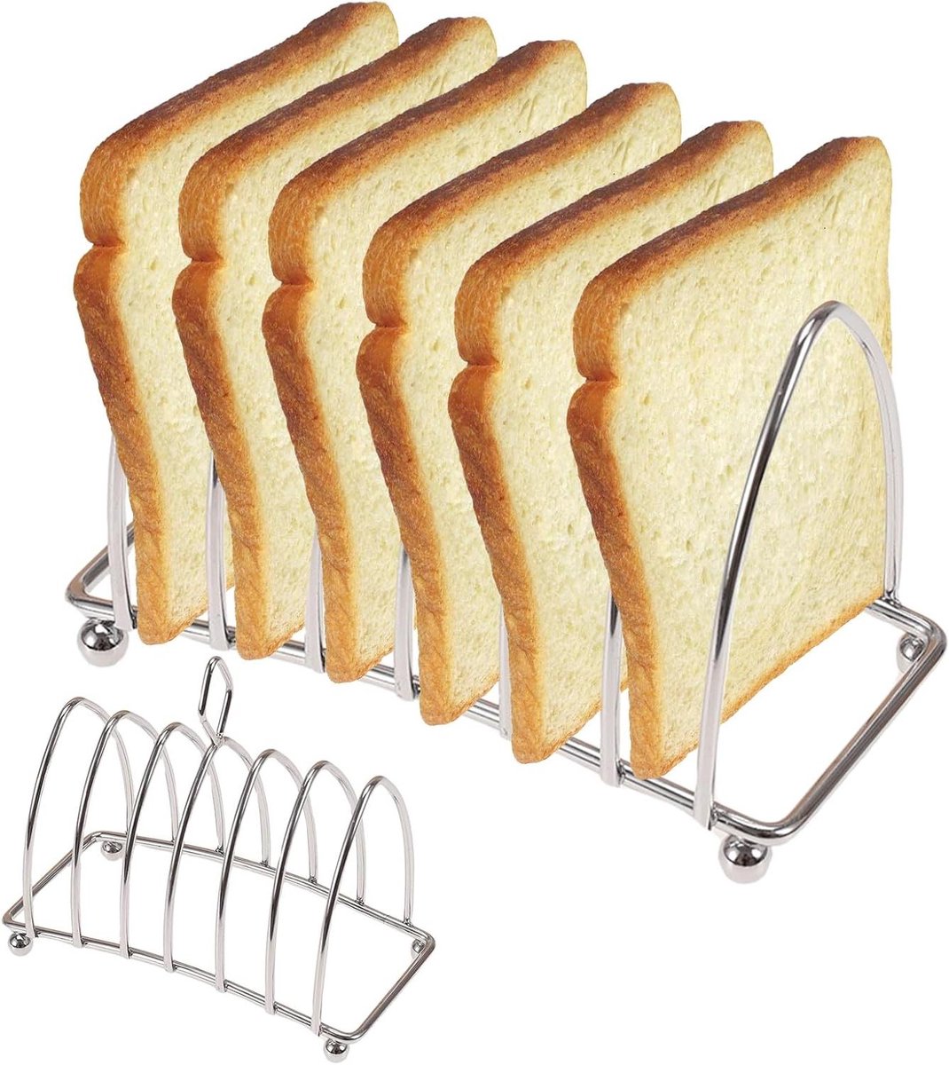 Toastrek Broodrooster houder Ontbijt serveren 6 Sleuven 14 x 7 x 11.5 cm Zilver