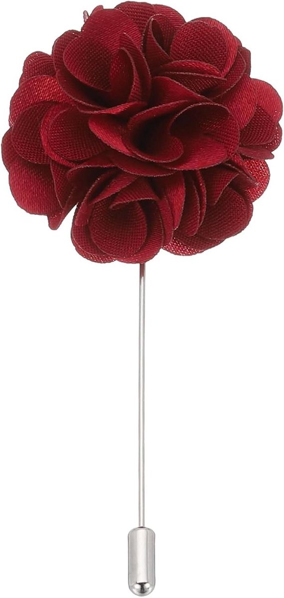 Bloemen Boutonniere Speld - Lapel Pin - Bruiloft Decoratie - Klassiek Camellia Ontwerp - 4 x 8 cm - Wijnrood