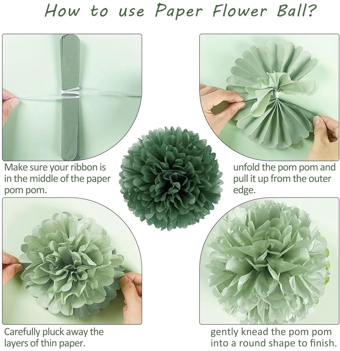 15st Tissue Paper Pom Poms Kleurrijke Feestdecoratie Tissue Paper Pom Poms Hangende Stippen Papieren Slinger Hangende Feestdecoratie voor Bruiloft, Baby Shower, Verjaardag, Fiesta-Groen — cadeau in Wonen & Interieur - foto 2