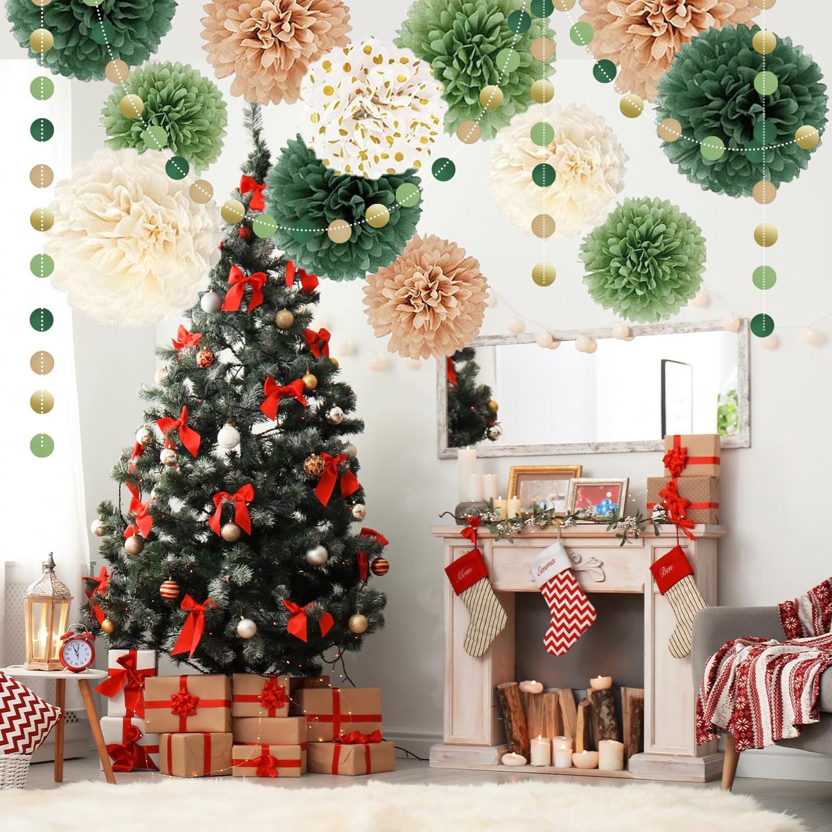 15st Tissue Paper Pom Poms Kleurrijke Feestdecoratie Tissue Paper Pom Poms Hangende Stippen Papieren Slinger Hangende Feestdecoratie voor Bruiloft, Baby Shower, Verjaardag, Fiesta-Groen — cadeau in Wonen & Interieur - foto 4
