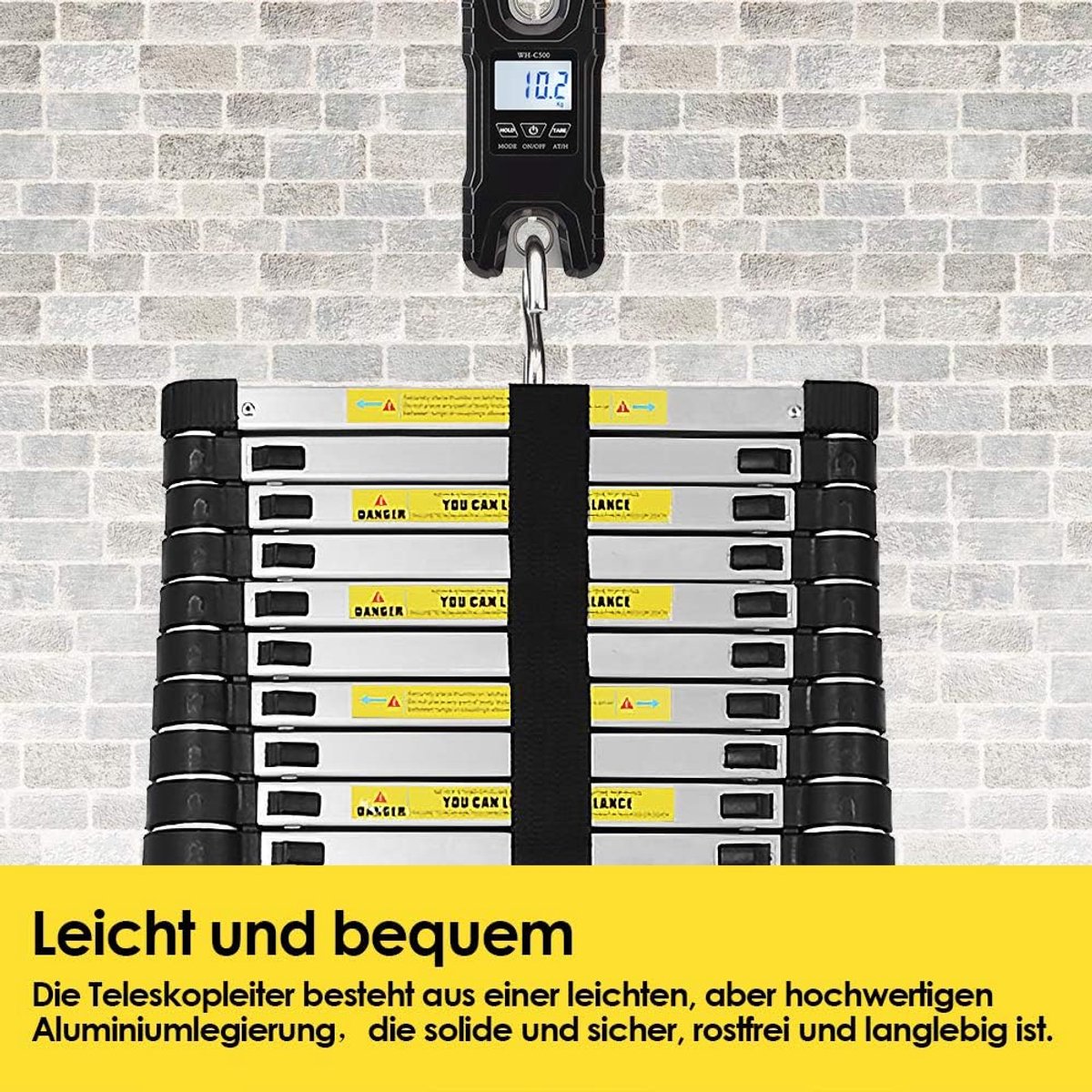 Aluminium Telescopische Ladder - Uittrekbare Ladder Staande Ladder - Klus Klussen Binnen Buiten - Vinger Veiligheidsinstellingen