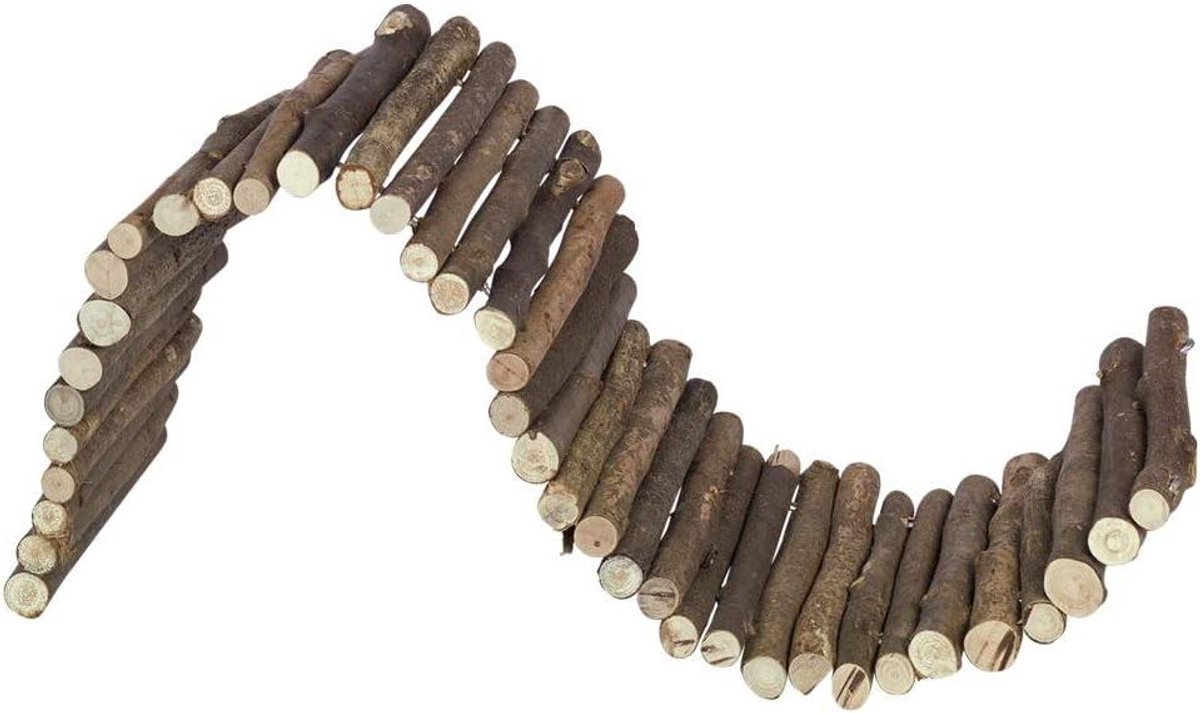Houten Brug Knaagdieren - Knaagdier Tunnel - Knaagdier Verrijking - Onbehandeld Natuurlijk Hout - 72 x 19 cm - Bruin
