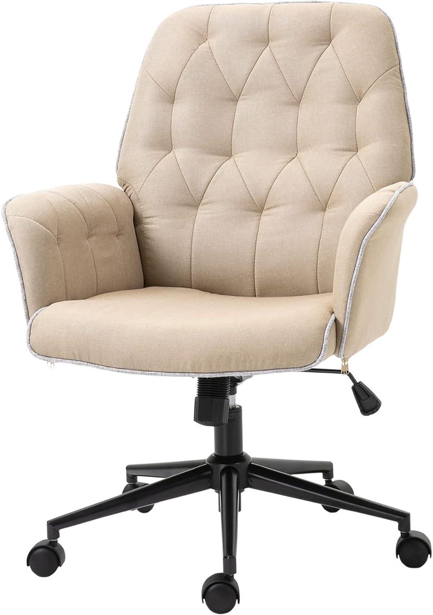 Bureaustoel - Ergonomische stoel - Thuiswerken - Hennep stof bekleding - 69 x 66 x 97 cm - Beige