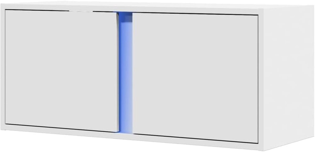 TV Wandmeubel - Muurkast TV Kast - Woonkamer Organiseren - Met LED Verlichting - 80x31x35 cm - Wit