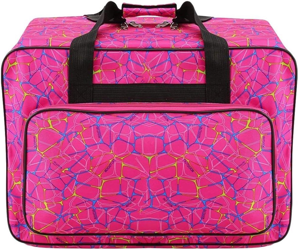 Naaimachine Tas - Draagtas Opbergkoffer - Naai Spullen Opbergen - Waterdicht Nylon Materiaal - 46x23x32cm - Rozerood
