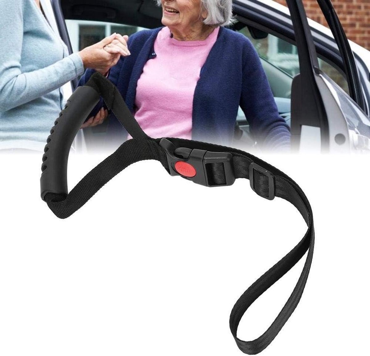 Autohandgreep - Stahulp Handgreep - Veilig Instappen - Ergonomisch Ontwerp - Universeel - Zwart