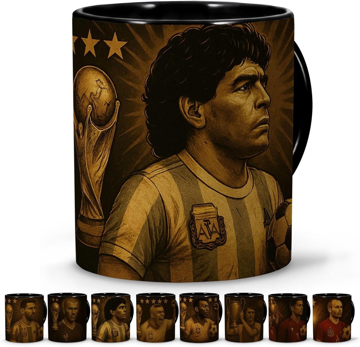 Voetbal Mok - Koffiemok Diner Mok - Ochtendkoffie Drinken - Exclusieve Legends Collectie - 330 ml - Zwart