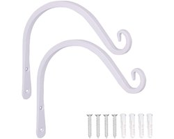 SnelShoppen - Loogi Plant Holder - Minimalistische IJzeren Wandhaken - Bloemhouder - Wandmontage met Haken - 2 Stuks - Wit 20cm - Voor Tuin, Binnen, F