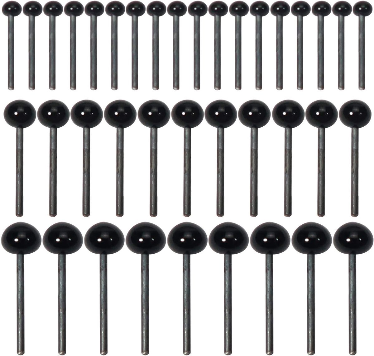 Ogen Zwarte Glas Rond 2 mm 3 mm 4 mm Mini Poppenogen met Pen van Ijzer voor Pluche Handpop doe-het-zelf Handwerk