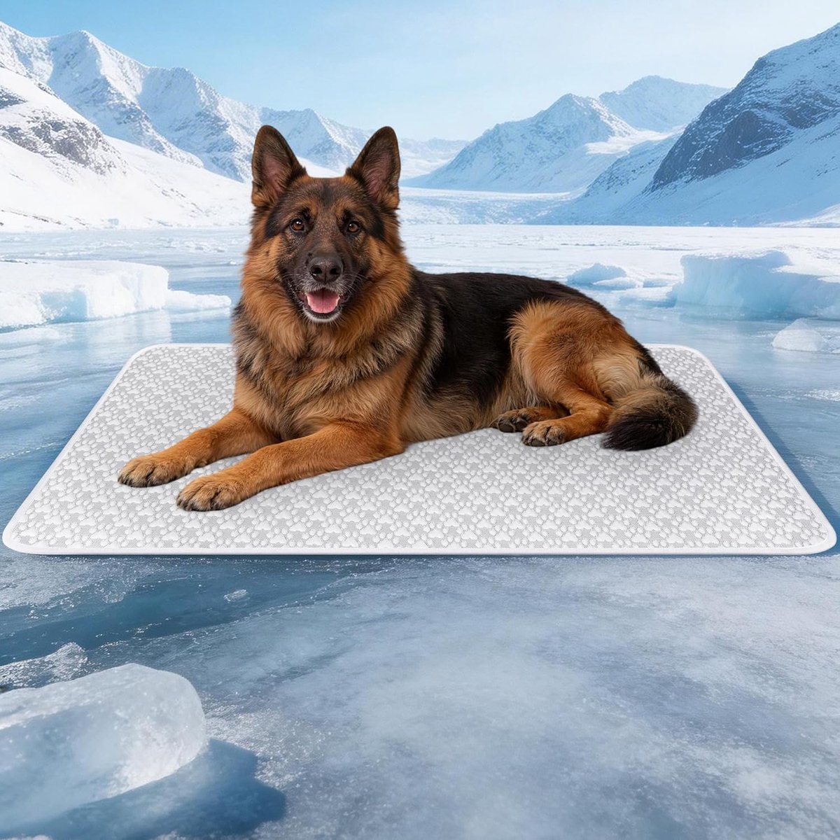 Koelmat voor hond en kat, koeldeken voor hond en kat, zonder gel, zelfkoelend, wasbaar, zomer, verkoelende deken, koelbed, bed voor thuis, buiten, in de auto, lichtgrijs, 71 x 101 cm